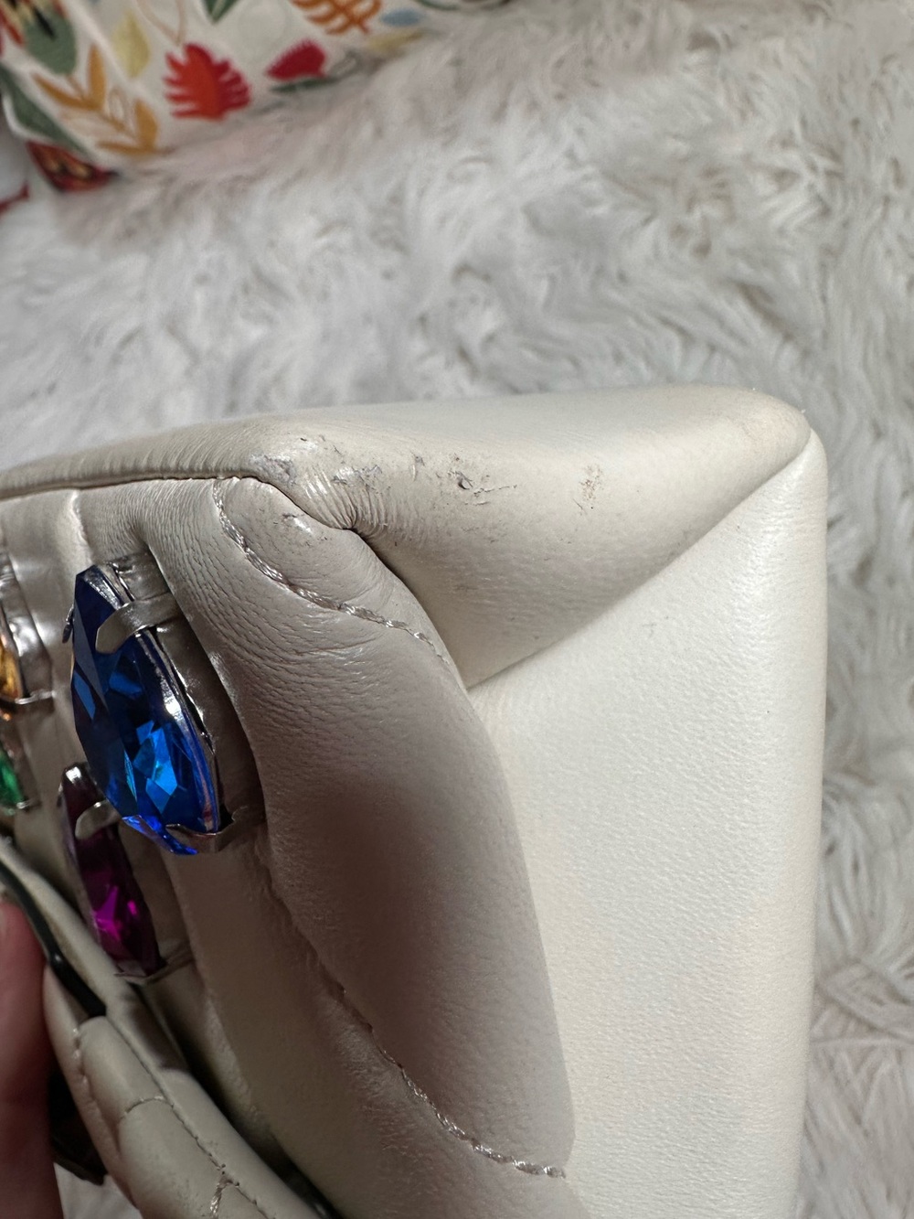 Kurt Geiger • Kensington Bone & Rainbow Hearts Love Crossbody Leather Bag - Picture 15 of 17